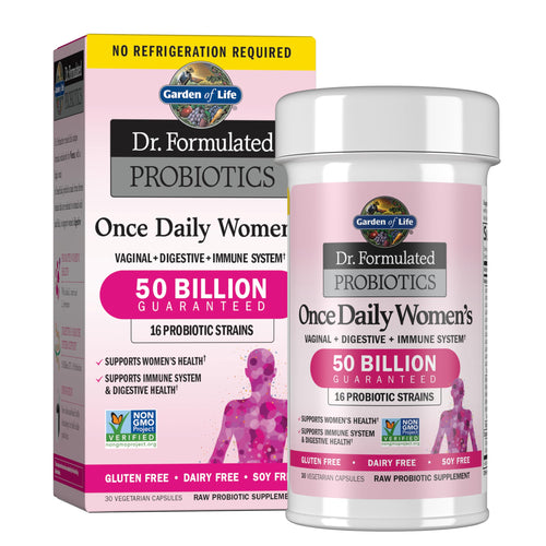 Garden of Life Dr. Formulated Probiotics for Women & Prebiotics 50 Billion CFU for Women’s Daily Digestive Vaginal & Immune Health 16 Probiotic Strains Shelf Stable No Gluten Dairy Soy 30 Capsules (Copia)