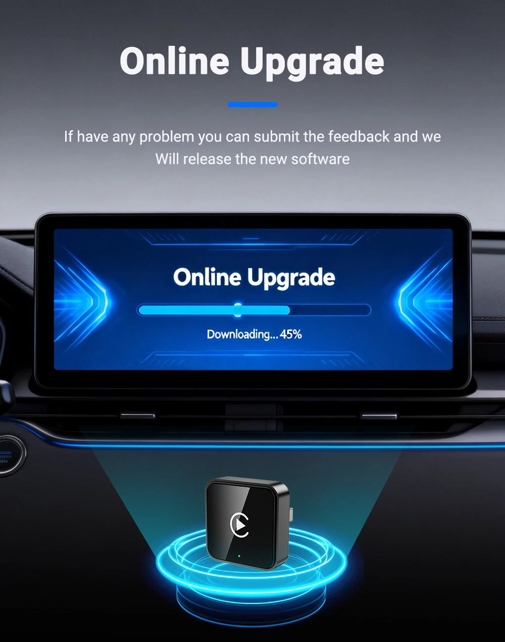 Adaptador inalámbrico 2 en 1 para CarPlay y Android Auto
