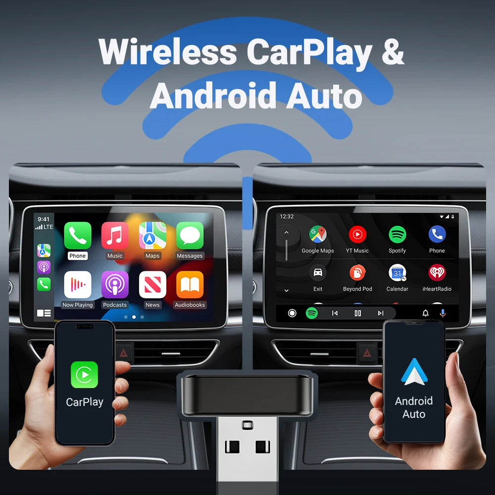 Adaptador inalámbrico 2 en 1 para CarPlay y Android Auto
