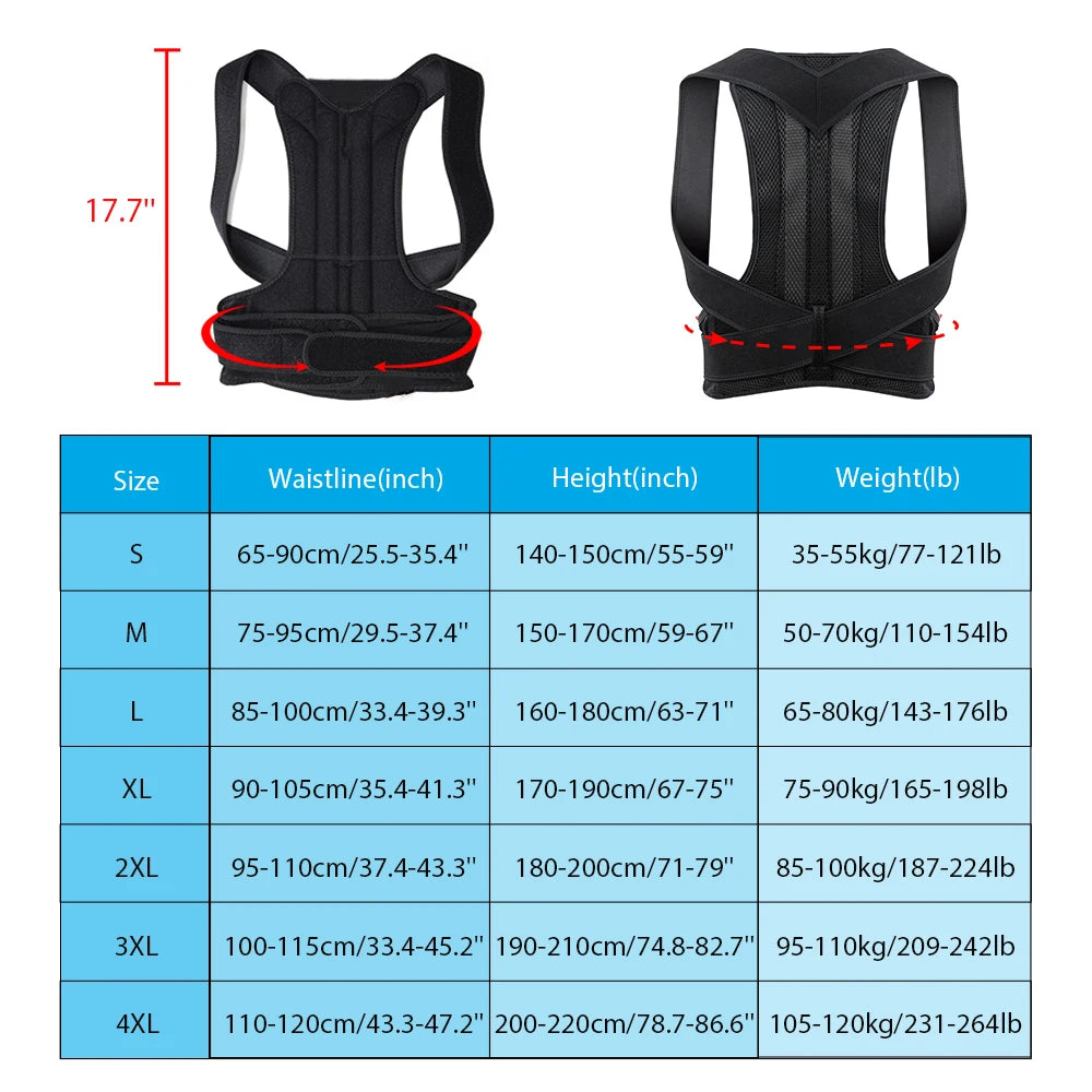 Corrector de Postura ajustable para Espalda y Hombros