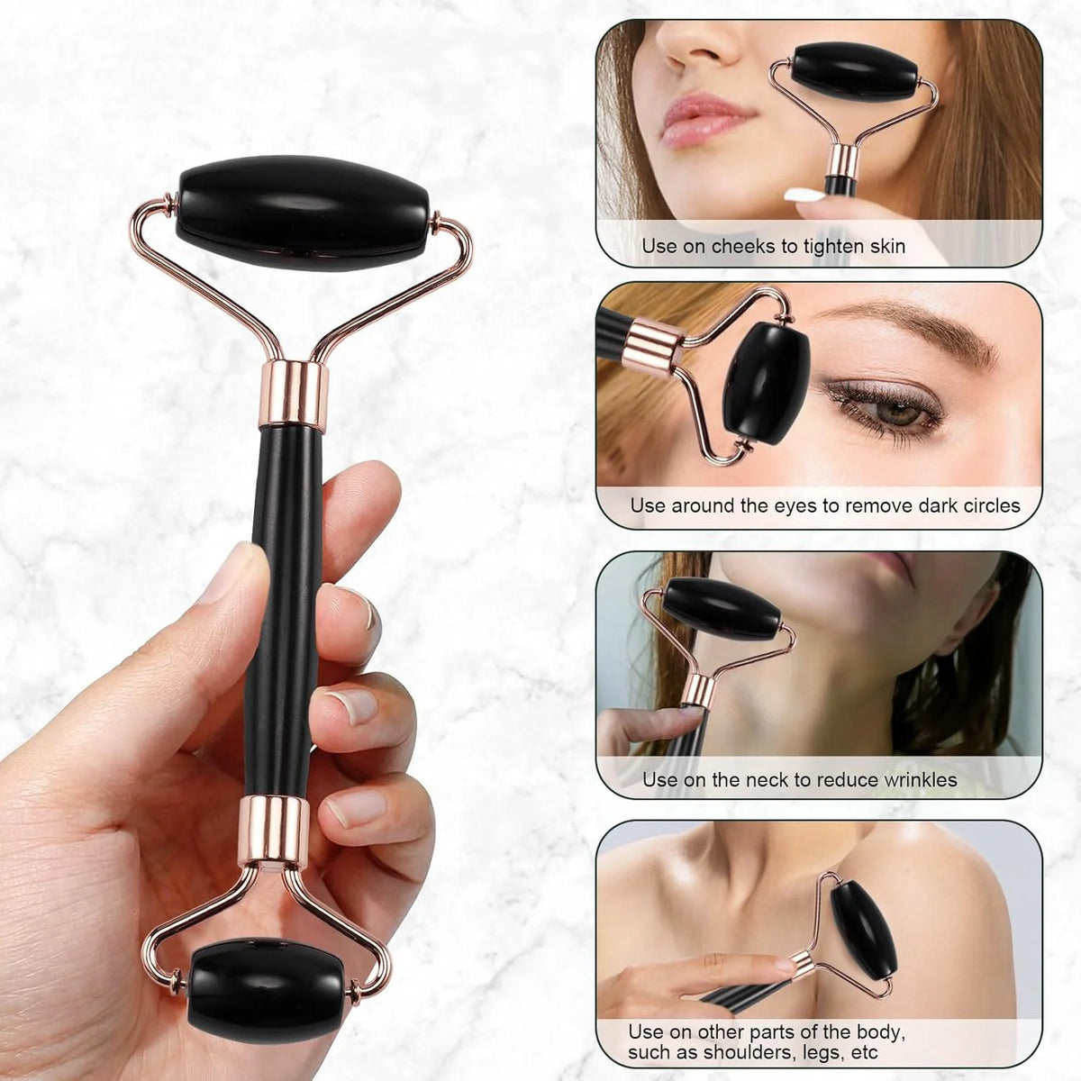 Set de masaje facial 3 en 1-Rodillo,Gua Sha y Ice Roller