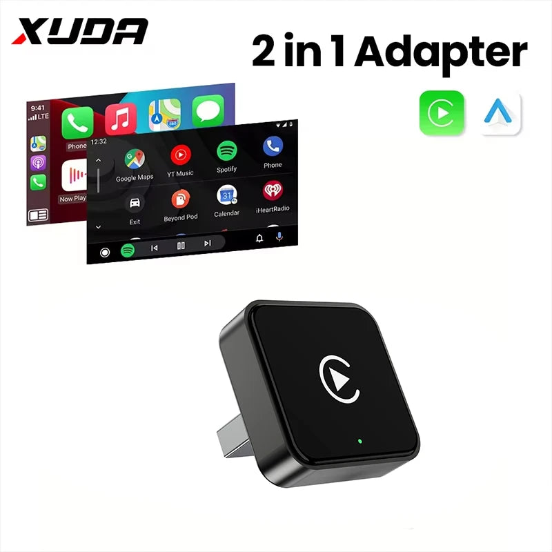 Adaptador inalámbrico 2 en 1 para CarPlay y Android Auto