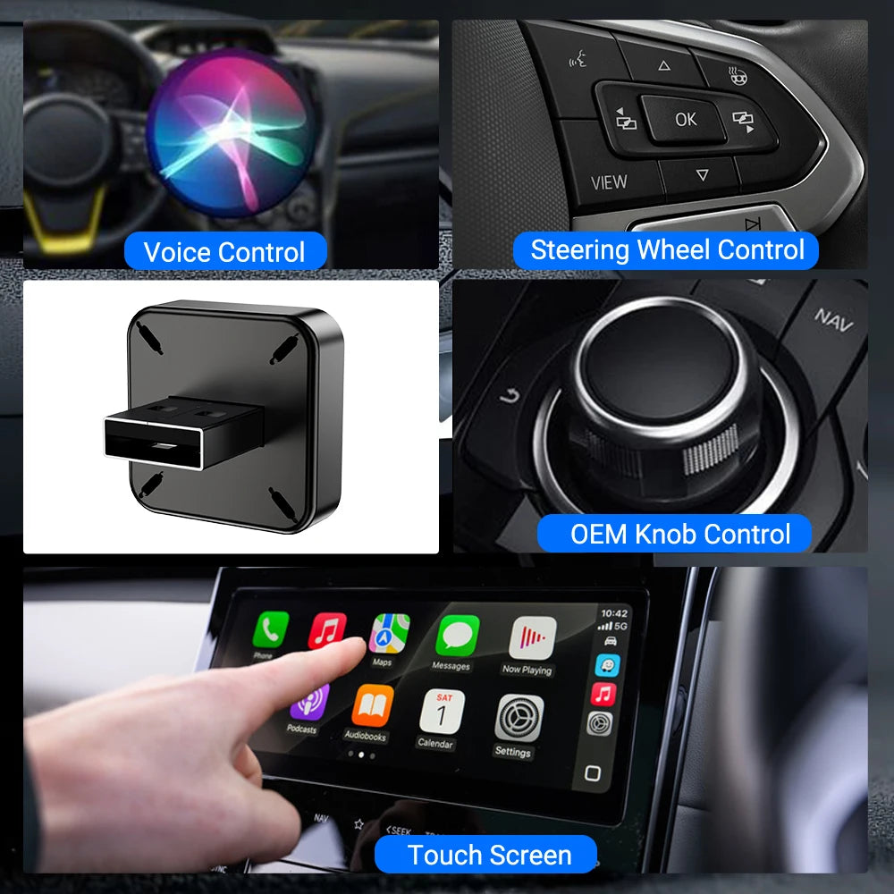 Adaptador inalámbrico 2 en 1 para CarPlay y Android Auto