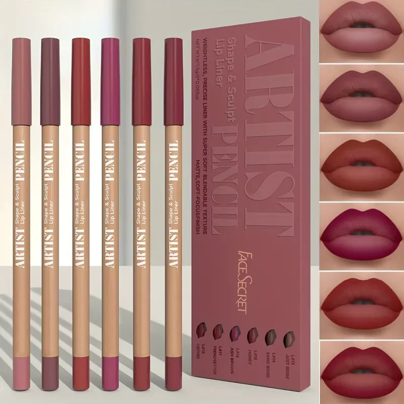 Set de 6 Perfiladores de Labios Mate – Tonos Nude
