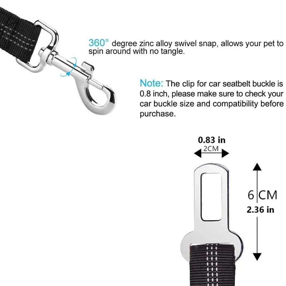 Cinturón de sujeción para perros en coche -Ajustable y Reflectante