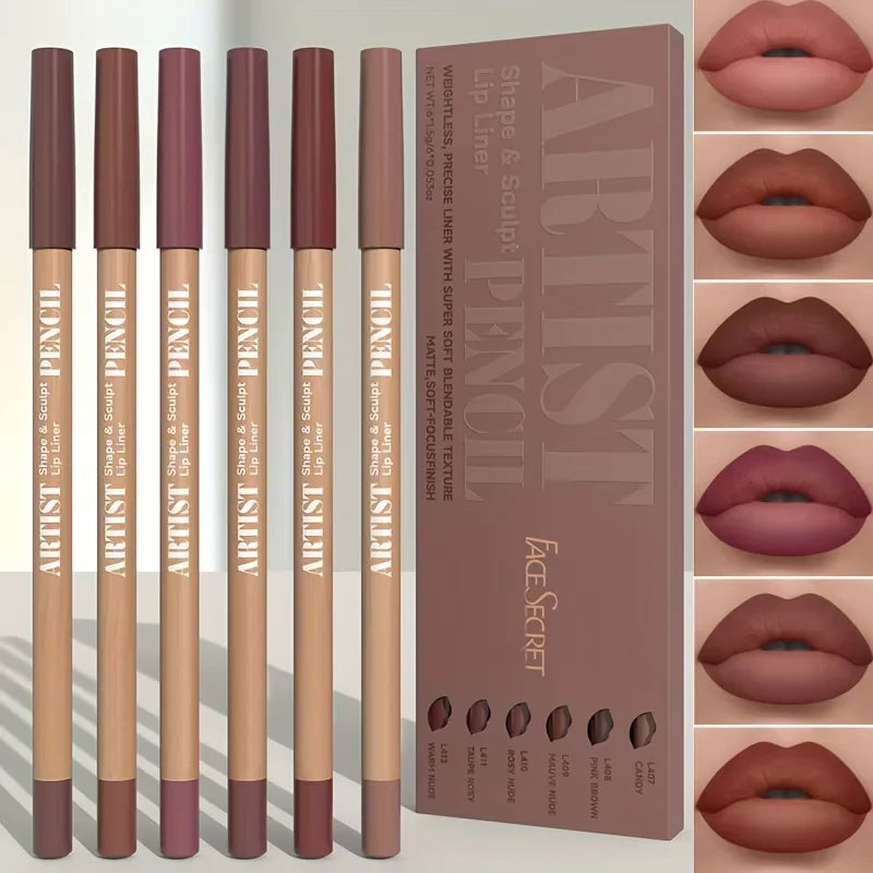 Set de 6 Perfiladores de Labios Mate – Tonos Nude
