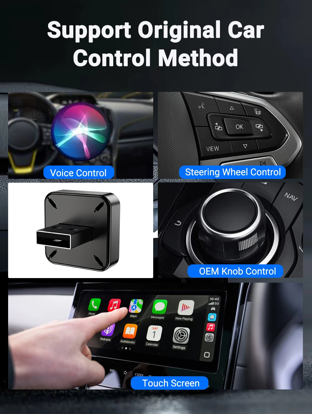 Adaptador inalámbrico 2 en 1 para CarPlay y Android Auto