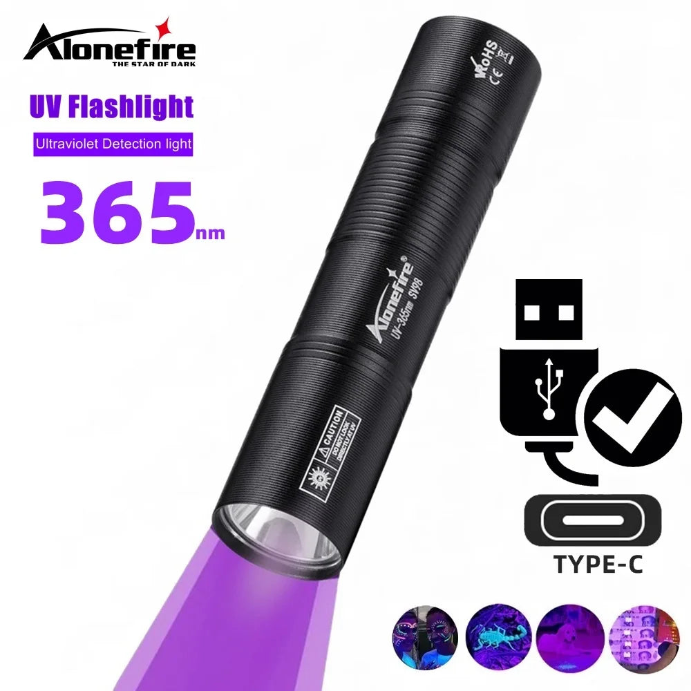 linterna UV 365 nm Recargable para Detectar Manchas