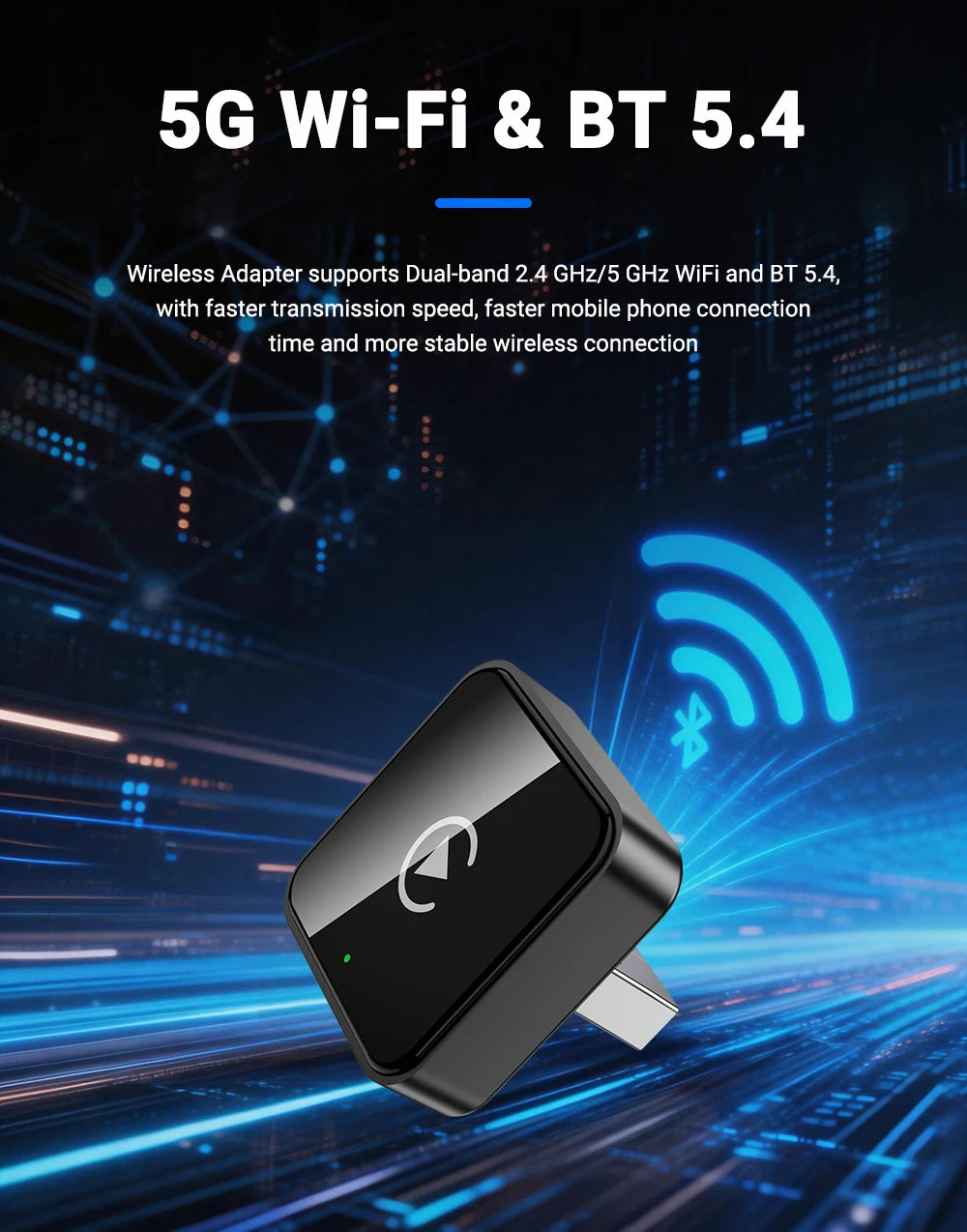 Adaptador inalámbrico 2 en 1 para CarPlay y Android Auto