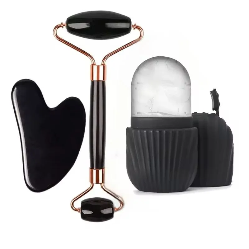 Set de masaje facial 3 en 1-Rodillo,Gua Sha y Ice Roller