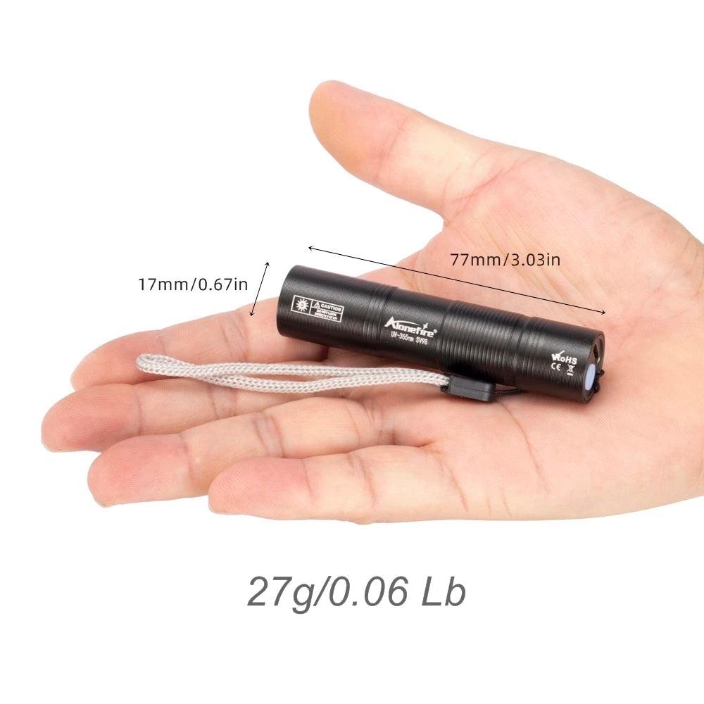 linterna UV 365 nm Recargable para Detectar Manchas