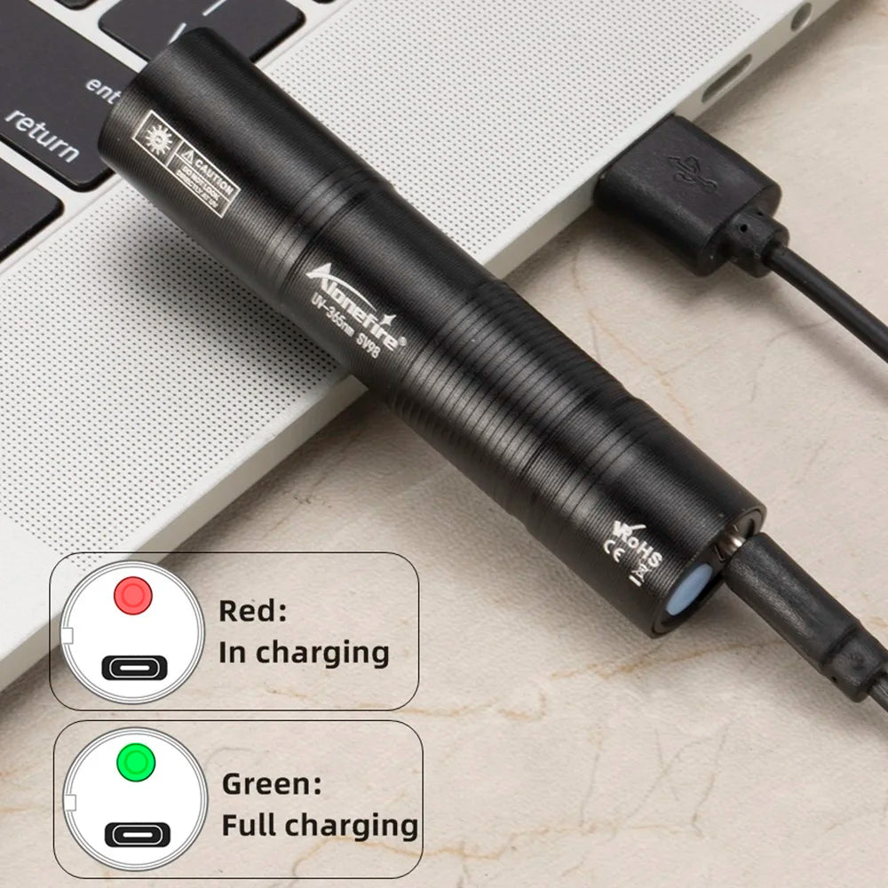 linterna UV 365 nm Recargable para Detectar Manchas